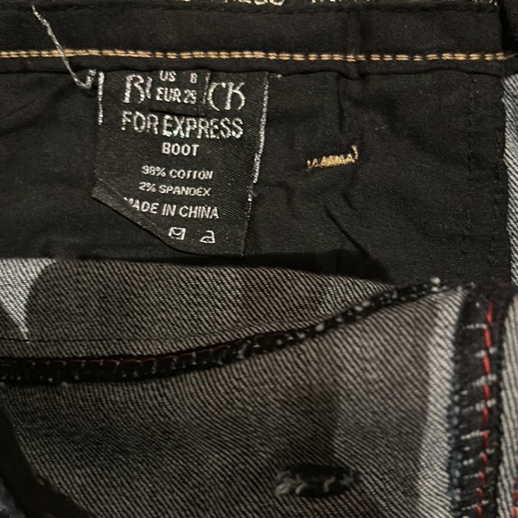 REROCK FOR EXPRESS Dark Blue Boot Cut Distressed Button Flap Pocket Jeans 8 - Picture 4 of 6